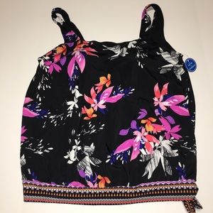 NWT Size 24 Side Tie Blouson Swim Tankini Top
